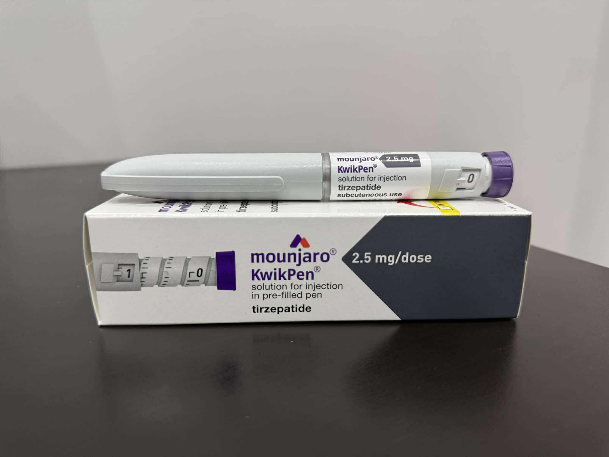 A box of Mounjaro pen (KwikPen) and the actual pen, now available in Thailand as of May 2025