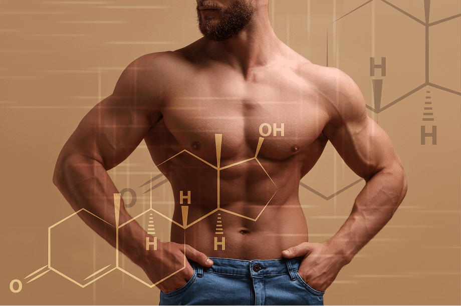 A man’s torso after testosterone replacement therapy at our clinic in Bangkok