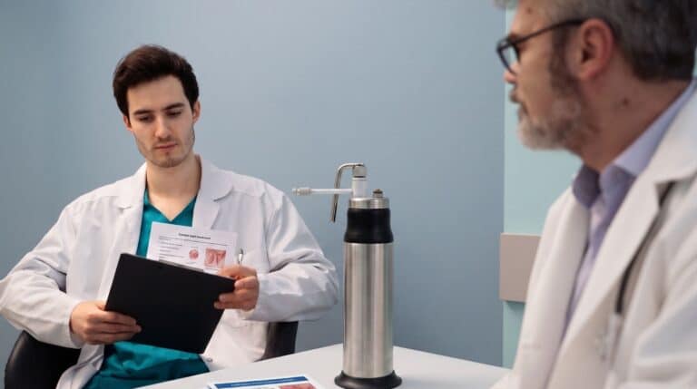 Doctor at H.U.M. Clinic Bangkok consulting patient about cryo surgery genital wart treatment package