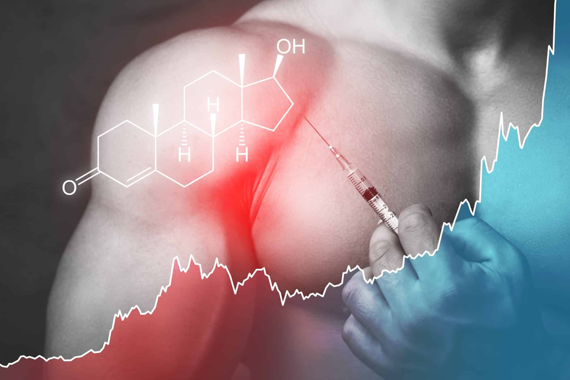 Illustration of a body builder injecting growth