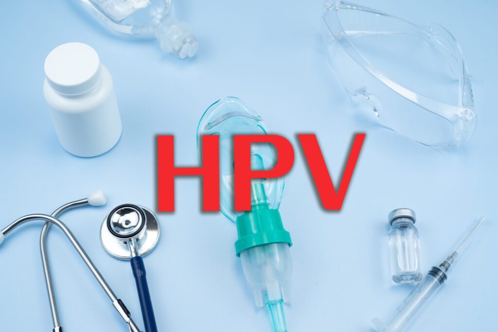 Medical equipment and stethoscope illustrating HPV infection awareness and treatment