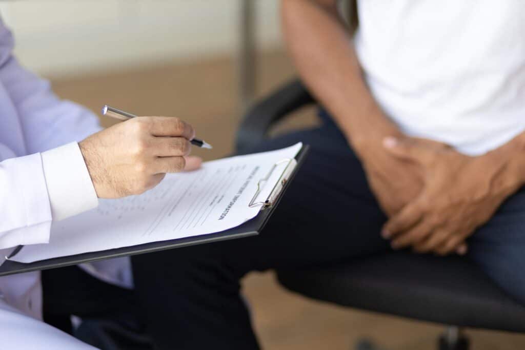 Doctor conducting a medical assessment before prescribing PT-141 peptide therapy